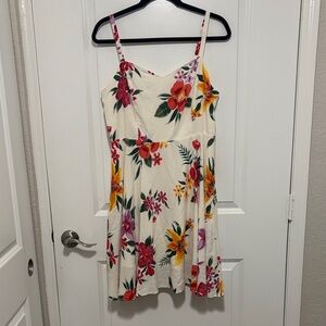 Old Navy Cream Mini Dress with Red and Yellow Floral Print